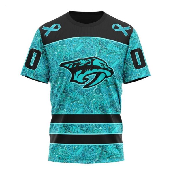 NHL Nashville Predators T-Shirt Special Design Fight Ovarian Cancer 3D T-Shirt