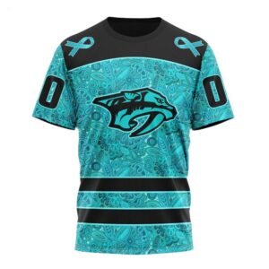 NHL Nashville Predators T Shirt Special Design Fight Ovarian Cancer T Shirt 1