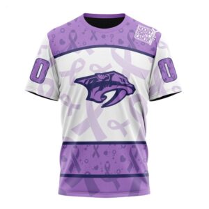 NHL Nashville Predators T Shirt Special Lavender Fight Cancer T Shirt 1 1