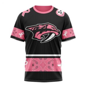 NHL Nashville Predators T Shirt Specialized Design In Classic Style With Paisley! WE WEAR PINK BREAST CANCER T Shirt 1