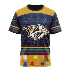 NHL Nashville Predators T Shirt Specialized Design With Fearless Aganst Autism Concept T Shirt 1