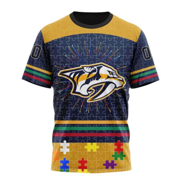 NHL Nashville Predators T-Shirt Specialized Design With Fearless Aganst Autism Concept T-Shirt