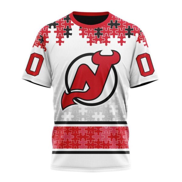 NHL New Jersey Devils 3D T-Shirt Special Autism Awareness Design With Home Jersey Style Hoodie