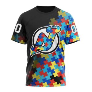 NHL New Jersey Devils 3D T Shirt Special Black Autism Awareness Design Hoodie 1