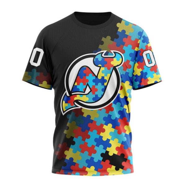 NHL New Jersey Devils 3D T-Shirt Special Black Autism Awareness Design Hoodie