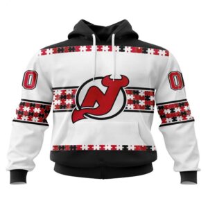 NHL New Jersey Devils Hoodie Autism Awareness 3D Hoodie For Hockey Fans 1