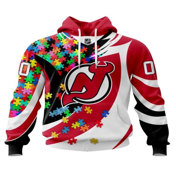 NHL New Jersey Devils Hoodie Autism Awareness 3D Hoodie For Sports Fans