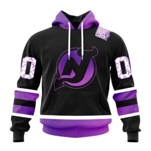 NHL New Jersey Devils Hoodie Special Black Hockey Fights Cancer Kits Hoodie 1