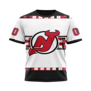 NHL New Jersey Devils T Shirt Autism Awareness Custom Name And Number 3D T Shirt 1