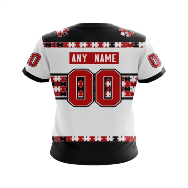 NHL New Jersey Devils T-Shirt Autism Awareness Custom Name And Number 3D T-Shirt