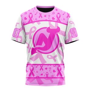 NHL New Jersey Devils T Shirt Special Pink October Breast Cancer Awareness Month 3D T Shirt 1