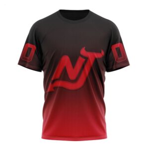 NHL New Jersey Devils T Shirt Special Retro Gradient Design T Shirt 1