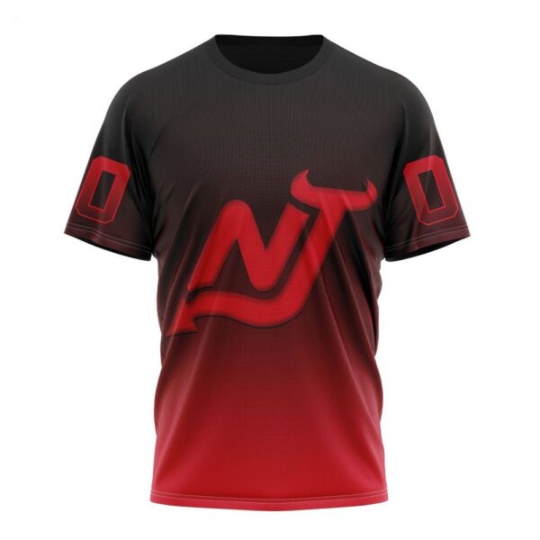 NHL New Jersey Devils T-Shirt Special Retro Gradient Design T-Shirt