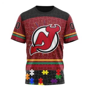 NHL New Jersey Devils T Shirt Specialized Design With Fearless Aganst Autism Concept T Shirt 1