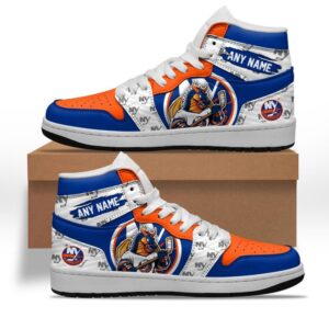 NHL New York Islanders Air Jordan 1 Shoes Special Team Mascot Design Hightop Sneakers
