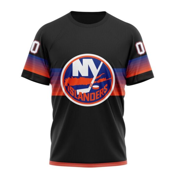 NHL New York Islanders Special Black And Gradient Design T-Shirt