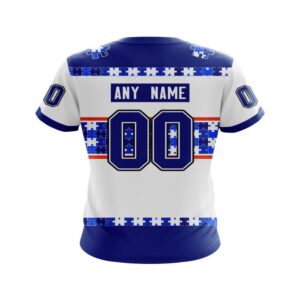 NHL New York Islanders T Shirt Autism Awareness Custom Name And Number 3D T Shirt 2