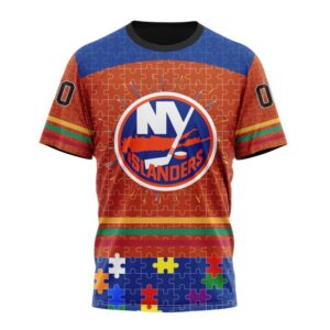 NHL New York Islanders T Shirt Specialized Design With Fearless Aganst Autism Concept T Shirt 1