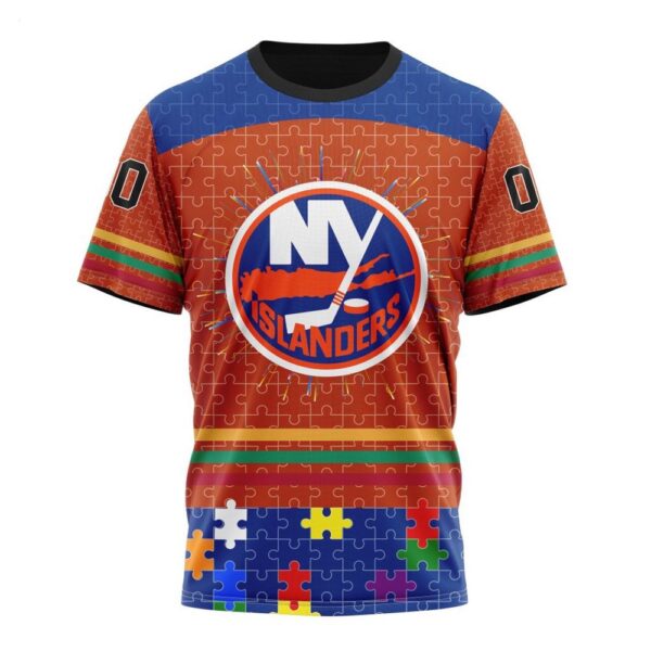 NHL New York Islanders T-Shirt Specialized Design With Fearless Aganst Autism Concept T-Shirt