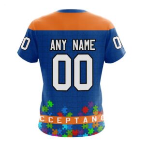 NHL New York Islanders T Shirt Specialized Unisex Kits Hockey Fights Against Autism T Shirt 2