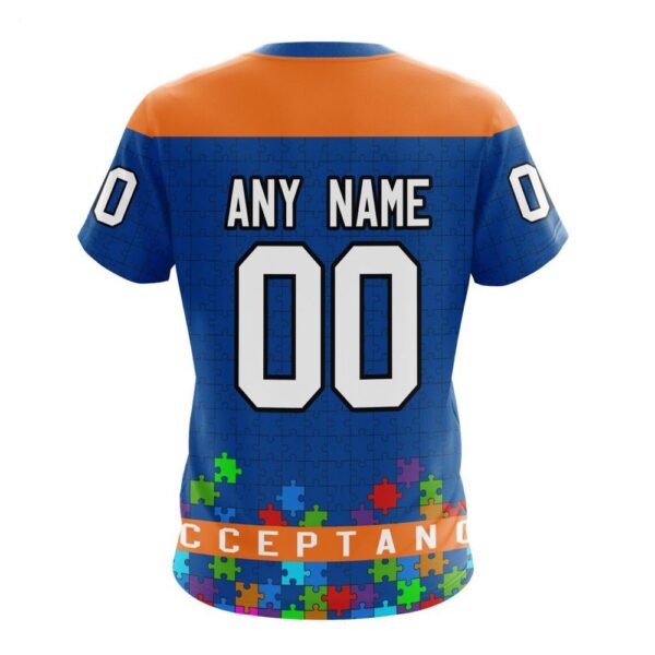 NHL New York Islanders T-Shirt Specialized Unisex Kits Hockey Fights Against Autism T-Shirt