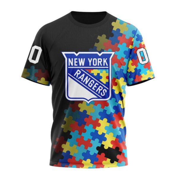 NHL New York Rangers 3D T-Shirt Special Black Autism Awareness Design Hoodie