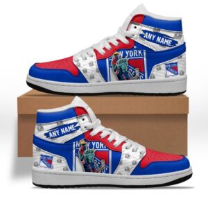 NHL New York Rangers Air Jordan 1 Shoes Special Team Mascot Design Hightop Sneakers