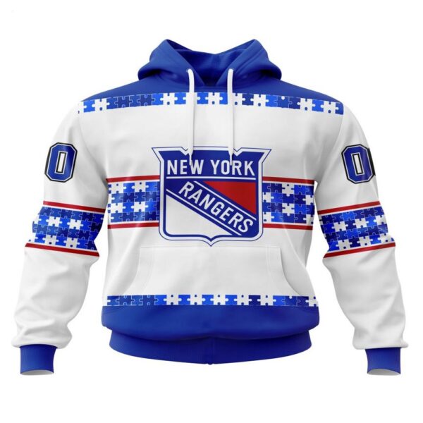 NHL New York Rangers Hoodie Autism Awareness 3D Hoodie For Hockey Fans