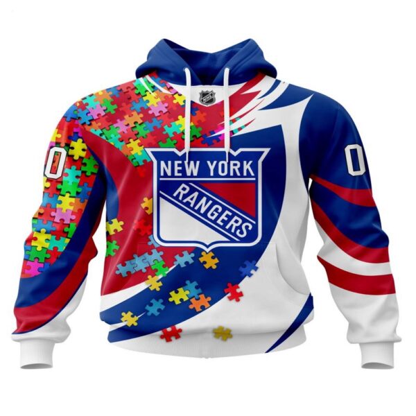 NHL New York Rangers Hoodie Autism Awareness 3D Hoodie For Sports Fans