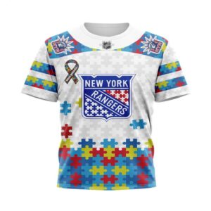 NHL New York Rangers T Shirt Autism Awareness 3D T Shirt 1