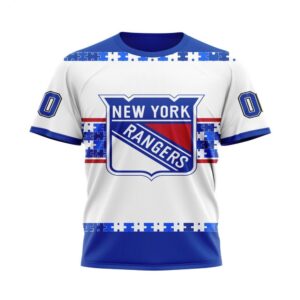 NHL New York Rangers T Shirt Autism Awareness Custom Name And Number 3D T Shirt 1