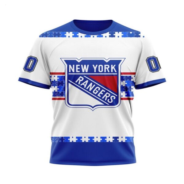 NHL New York Rangers T-Shirt Autism Awareness Custom Name And Number 3D T-Shirt