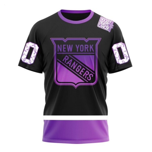 NHL New York Rangers T-Shirt Special Black Hockey Fights Cancer Kits 3D T-Shirt