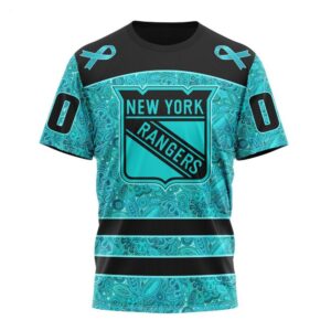 NHL New York Rangers T Shirt Special Design Fight Ovarian Cancer 3D T Shirt 1