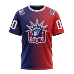 NHL New York Rangers T Shirt Special Retro Gradient Design T Shirt 1