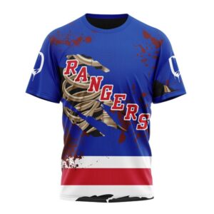 NHL New York Rangers T Shirt Specialized Design Jersey With Your Ribs For Halloween 3D T Shirt 1