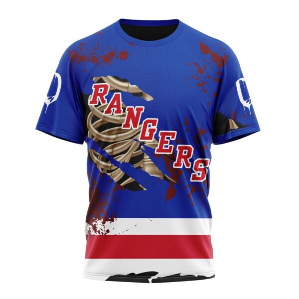 NHL New York Rangers T-Shirt Specialized Design Jersey With Your Ribs For Halloween 3D T-Shirt