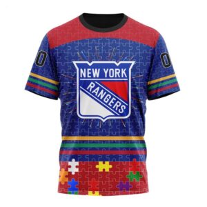 NHL New York Rangers T Shirt Specialized Design With Fearless Aganst Autism Concept T Shirt 1