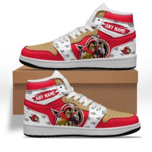 NHL Ottawa Senators Air Jordan 1 Shoes Special Team Mascot Design Hightop Sneakers