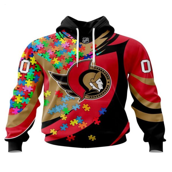 NHL Ottawa Senators Hoodie Autism Awareness 3D Hoodie For Sports Fans