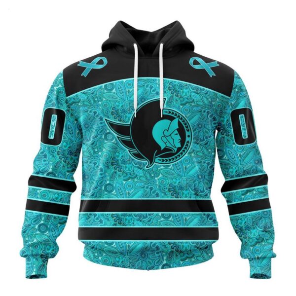 NHL Ottawa Senators Hoodie Special Design Fight Ovarian Cancer Hoodie