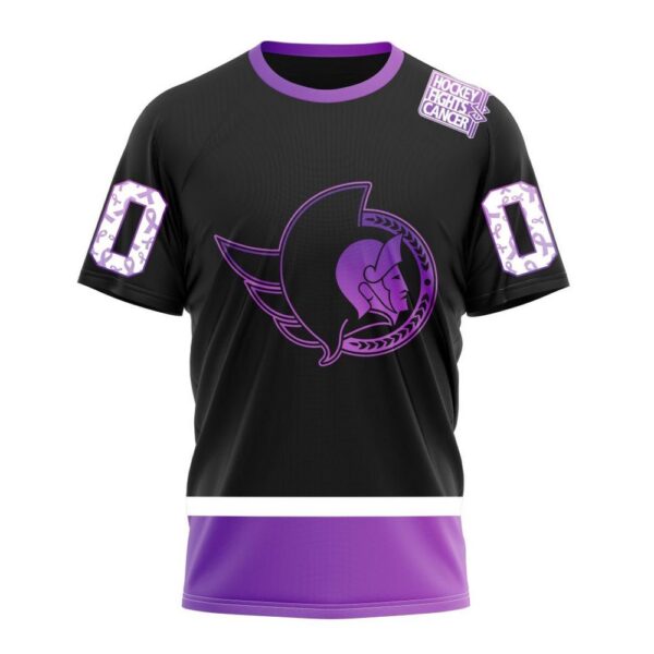 NHL Ottawa Senators Special Black Hockey Fights Cancer Kits T-Shirt