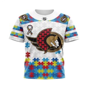 NHL Ottawa Senators T Shirt Autism Awareness 3D T Shirt 1