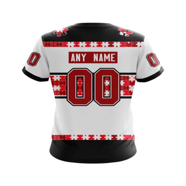 NHL Ottawa Senators T-Shirt Autism Awareness Custom Name And Number 3D T-Shirt