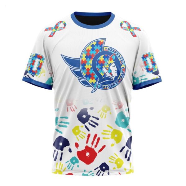 NHL Ottawa Senators T-Shirt Special Autism Awareness Design T-Shirt