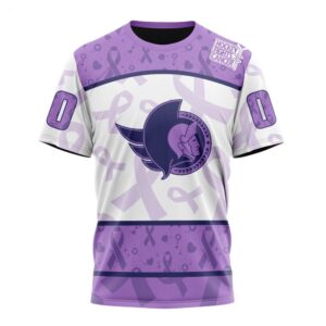 NHL Ottawa Senators T Shirt Special Lavender Fight Cancer T Shirt 1 1