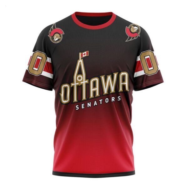 NHL Ottawa Senators T-Shirt Special Retro Gradient Design T-Shirt