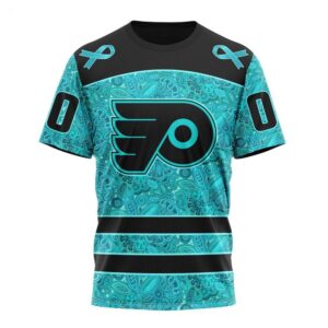 NHL Philadelphia Flyers T Shirt Special Design Fight Ovarian Cancer 3D T Shirt 1