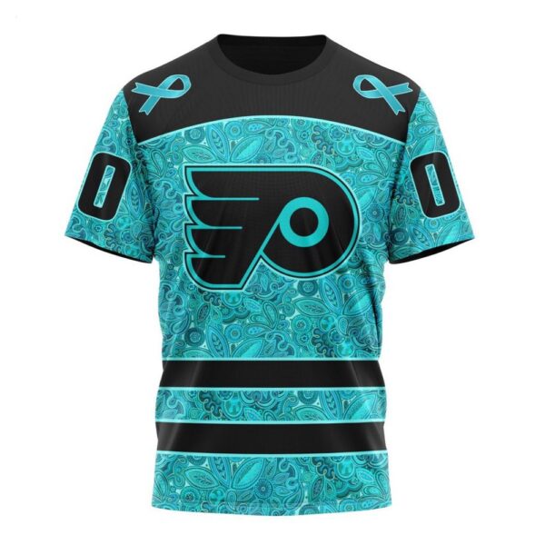 NHL Philadelphia Flyers T-Shirt Special Design Fight Ovarian Cancer 3D T-Shirt