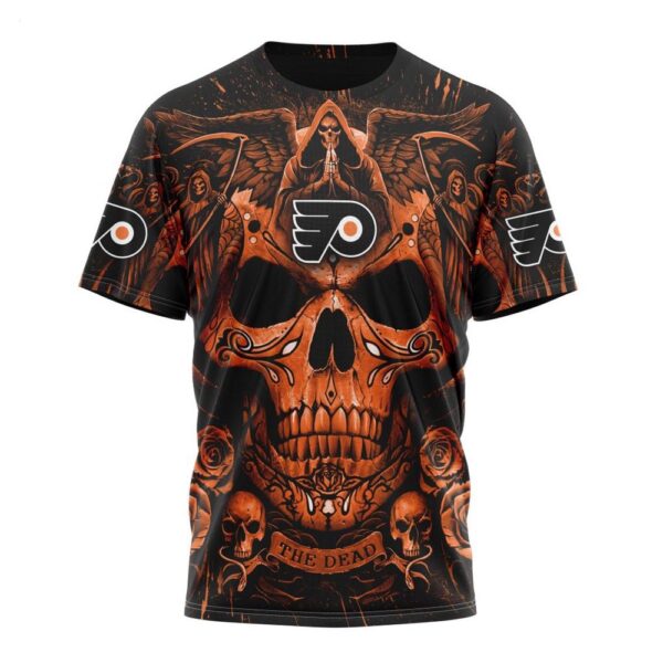 NHL Philadelphia Flyers T-Shirt Special Design With Skull Art T-Shirt